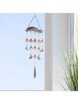 HomeTown - Jewel Metal Leafy Windchime in Antique Gold Colour