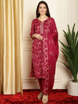 Stylee LIFESTYLE - Red Wool Digital Printed Dress Material