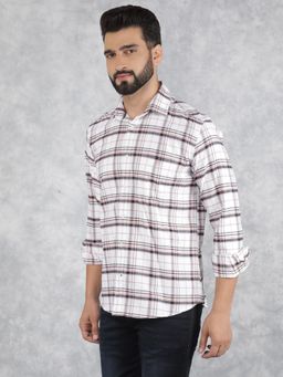 CRIMSOUNE CLUB - Mens White Checked Pure Cotton Shirt