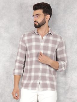 CRIMSOUNE CLUB - Mens Purple Checked Pure Cotton Shirt