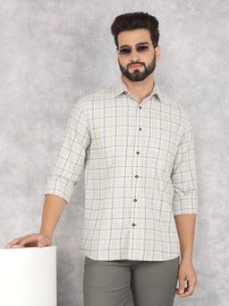 CRIMSOUNE CLUB - Mens Green Checked Pure Cotton Shirt