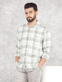 CRIMSOUNE CLUB - Mens Green Checked Linen Shirt