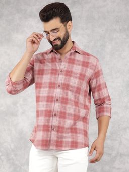 CRIMSOUNE CLUB - Mens Pink Checked Pure Cotton Shirt