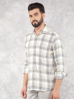 CRIMSOUNE CLUB - Mens Beige Checked Corduroy Shirt