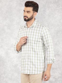 CRIMSOUNE CLUB - Mens Green Checked Pure Cotton Shirt