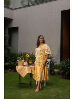 Beyond Tara - Yellow Florence Midi Puff Dress