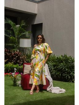 Beyond Tara - Yellow Sicily Midi Puff Dress
