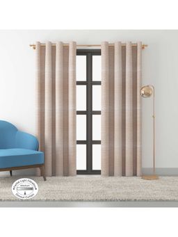 HomeTown - Amour Solid Jacquard Dim Out Xl Door Curtains 9 feet in Blush Colour (Set of 2)