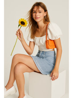 Belliskey - Women Blue Regular Fit Denim Skirt