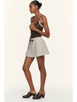 Belliskey - Women Beige Cotton Linen Blend Above Knee Skirt