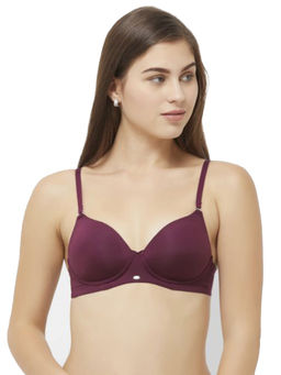 SOIE - Medium Coverage Padded Non-Wired T-Shirt Bra Walmart-Wine