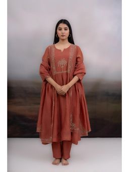 Tatwa Designs - Brown Desert Palm Kurta with Pant and Dupatta (Set of 3)