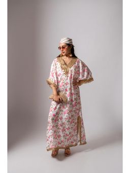 Maison Shefali - Linen Digital Print White Dress