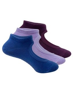 Mint & Oak - Women Yoga Socks - Anti-Skid Grip - Multi-Color (Pack Of 3)