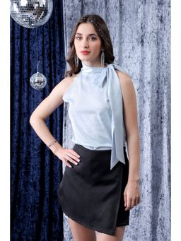 NEOFAA - Light Blue Bow Tie-Up Swarovski Work Top