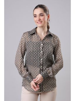 NEOFAA - Trendy Black Geometric Golden Shirt
