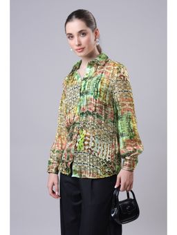 NEOFAA - Trendy Green Abstract Golden Shirt