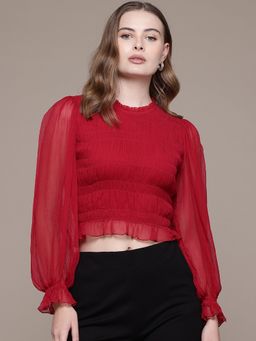 Label Ritu Kumar - Red Sansa Solid Top