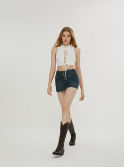Cider - Cut Out Knitted Tank Crop Top