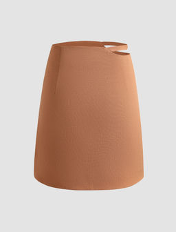 Cider - Light Brown Waist Cut Out Skirt
