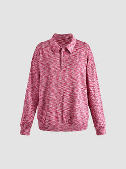 Cider - Red Collar Long Sleeve Top