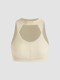 Cider - Solid Cut Out Knit Tank Crop Top