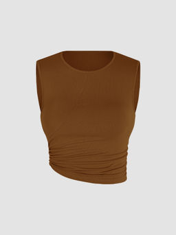 Cider - Solid Ruched Crop Tank Top