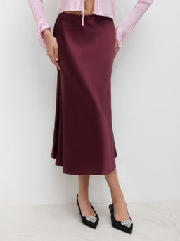 Cider - Satin Solid Ruffle Skirt