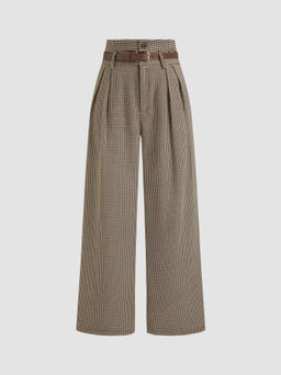 Cider - Belted High Rise Houndstooth Trouser