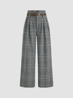 Cider - Belted High Rise Houndstooth Trouser