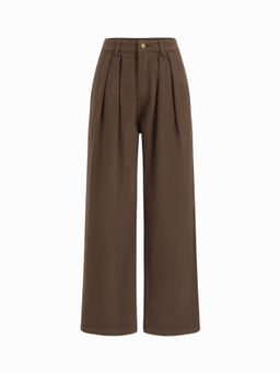 Cider - Denim Mid Rise Pleated Wide Leg Jeans