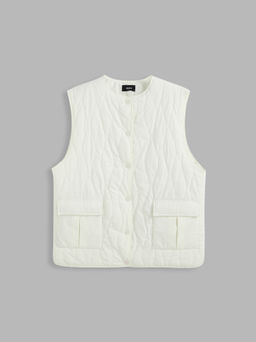 Cider - Round Neck Geometric Puffer Vest