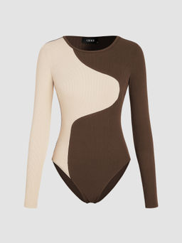 Cider - Rib Round Neck Contrasting Bodysuit