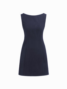 Cider - Boat Neck Solid Mini Dress