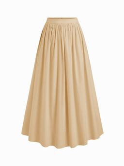 Cider - 100% Cotton Mid Rise Solid Ruffle Maxi Skirt