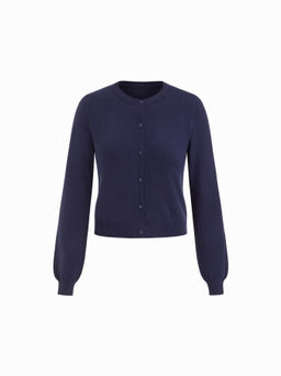 Cider - Knit Round Neckline Solid Button Cardigan