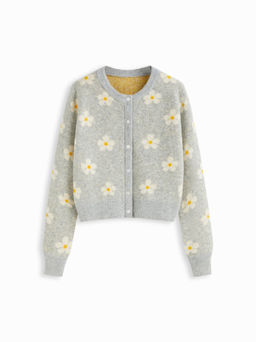 Cider - Wool-blend Round Neckline Solid Button Knitted Cardigan