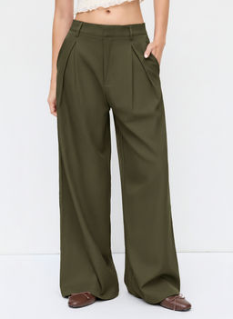 Cider - Mid Rise Straight Leg Pleated Trouser