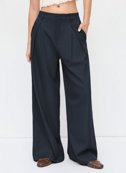 Cider - Mid Rise Straight Leg Pleated Trouser