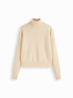 Cider - Knit High Neck Solid Long Sleeve Top