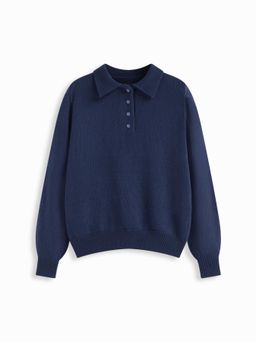 Cider - Knit Polo Solid Button Sweater