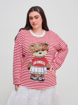 Cider - Los Angeles Bear Cotton-blend Round Neckline Top Curve & Plus