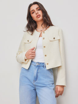 Cider - Tweed Round Neckline Jacket