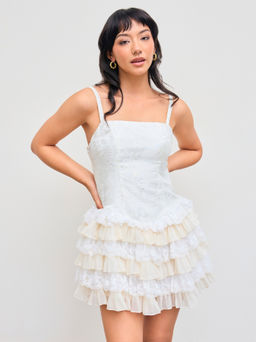 Cider - Floral Lace Layered Mini Dress