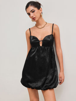 Cider - Satin Sweetheart Texture Cut Out Backless Mini Dress