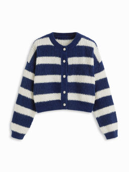 Cider - Knit Round Neckline Button Cardigan
