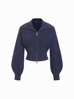 Cider - Knit Zip Through Cropped Long Sleeve Top