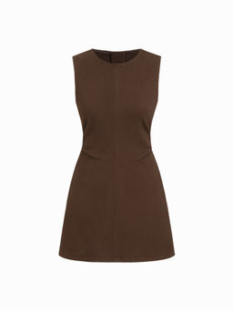 Cider - High Stretch Denim Ruched Zipper Mini Dress