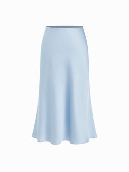 Cider - Satin High Rise Ruffle Midi Skirt