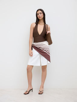 Cider - V-neck Halter Solid Bodysuit